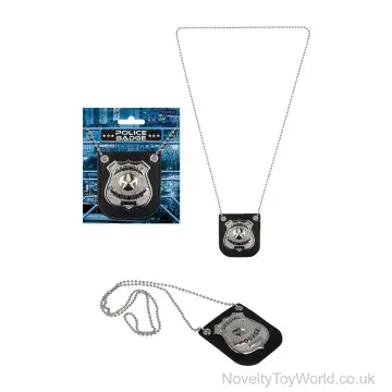 Metal Police Badge Prop On Chain (8cm)