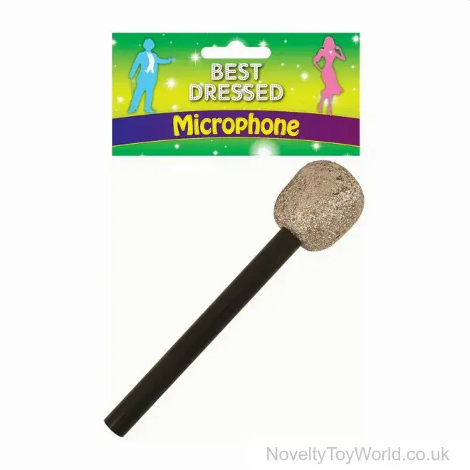 Microphone Toy - Fancy Dress Accessory - 26cm | Popstar Dress Up UK