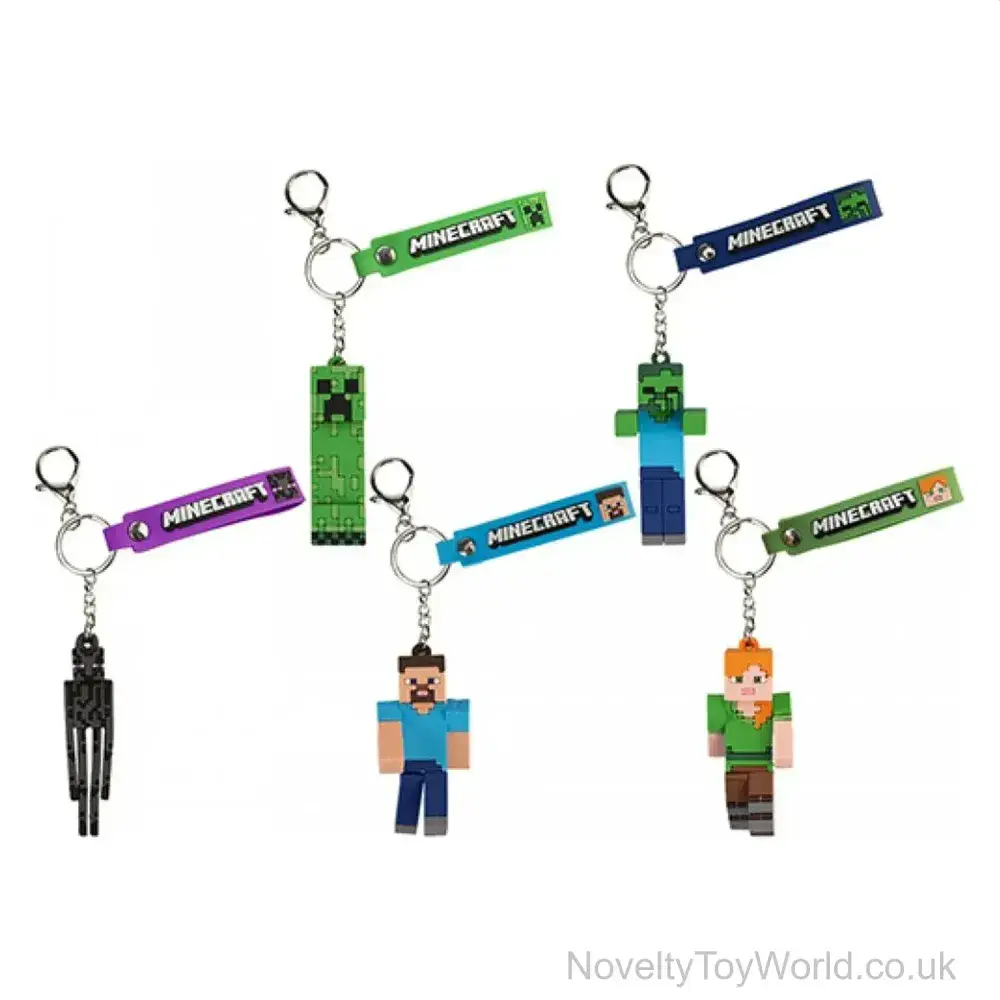 Minecraft Keychain With Rubber Strap & Figure | Wholesale