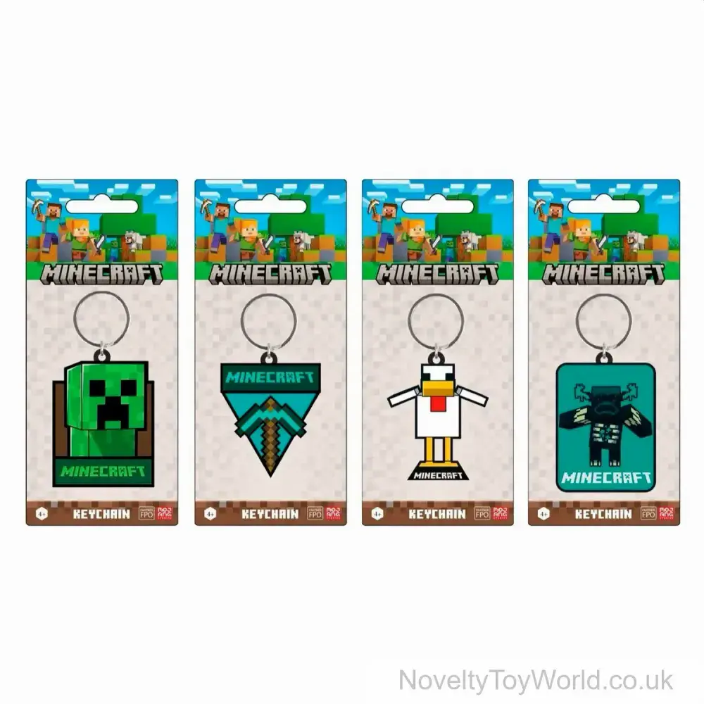 Lego Key Rings Minecraft Minecraft Licensed 2D PVC Keyring - 4 Assorted | Gaming Merchandise ...