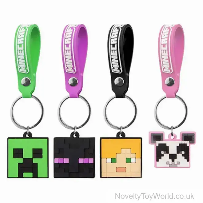 Minecraft Licensed PVC Charm Keyring - 4 Assorted | Wholesale Keychains