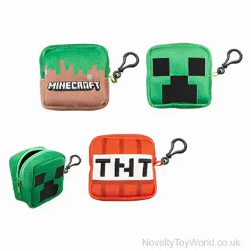 Minecraft Licensed Soft Plush Coin Purse Clip - 4 Assorted (8cm)