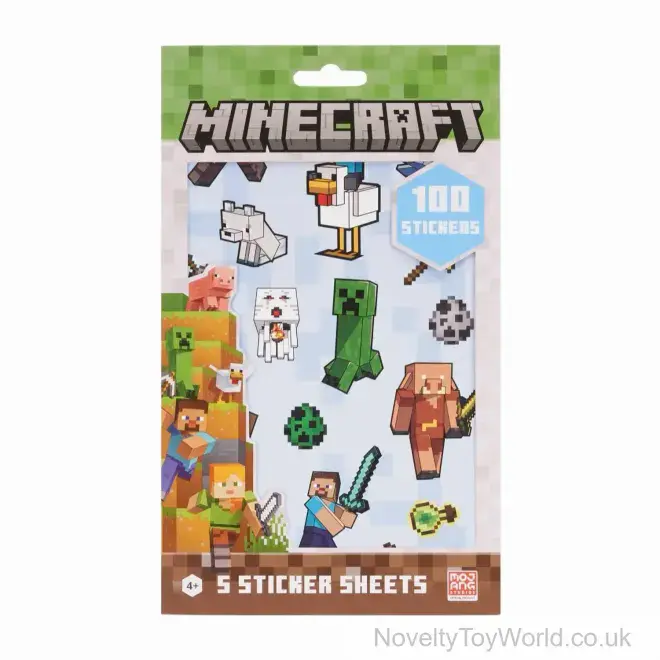 Minecraft Licensed Sticker Sheets Set - 100 Sticker Pack | Wholesale Gaming Gifts