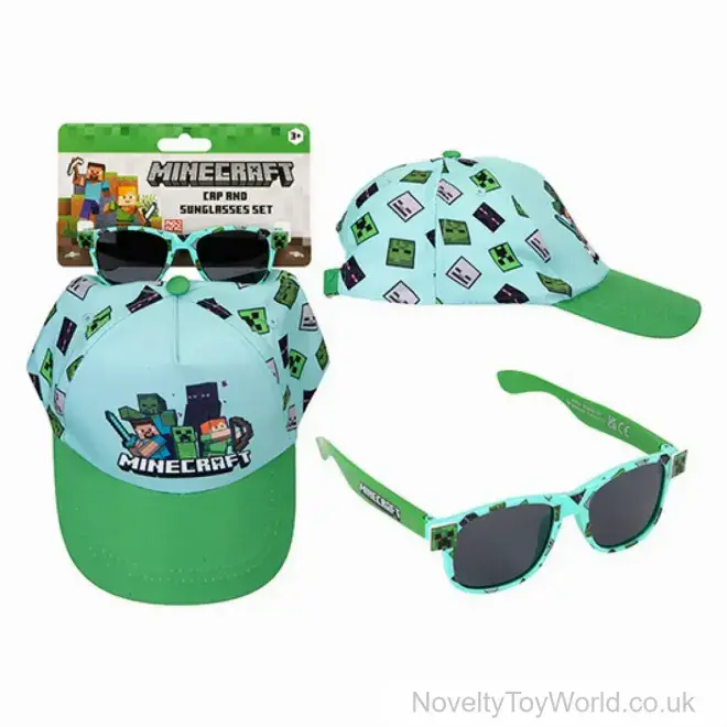 Minecraft Licensed Sunglasses & Baseball Cap Set - Child Size | Gaming Merchandise