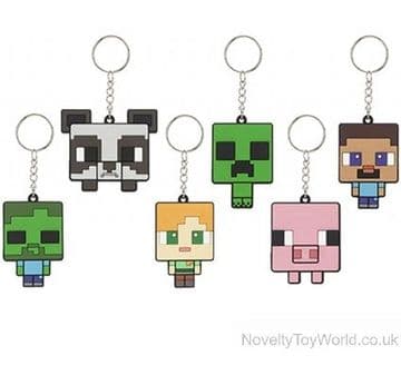 Minecraft Soft PVC 2D Licensed Keyring - 6 Assorted (6cm)