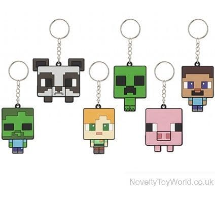 Minecraft Soft PVC 2D Licensed Keyring - 6 Assorted (6cm) | Wholesale