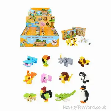Mini Animal Building Bricks Set - 12 Assorted