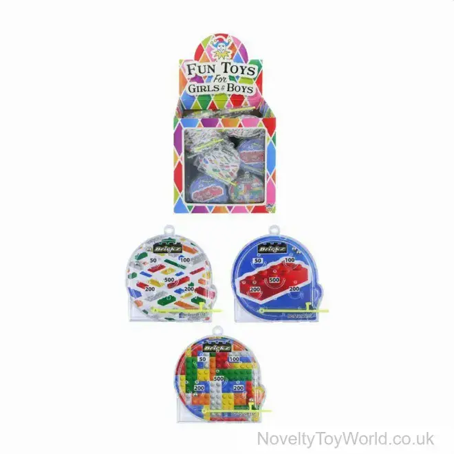 Mini Bricks Design Pinball Maze Game - 3 Assorted (5.5cm x 5.8cm) | Bulk Novelty Toys