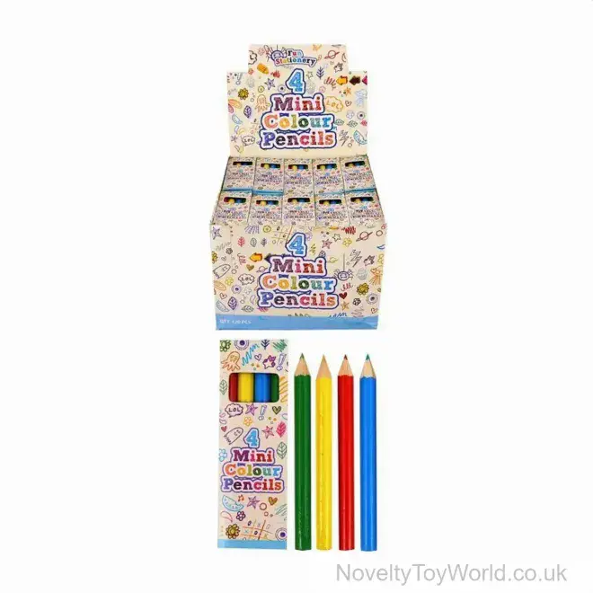 Mini Colouring Pencils - 4 Colours | Bulk Novelty Stationery