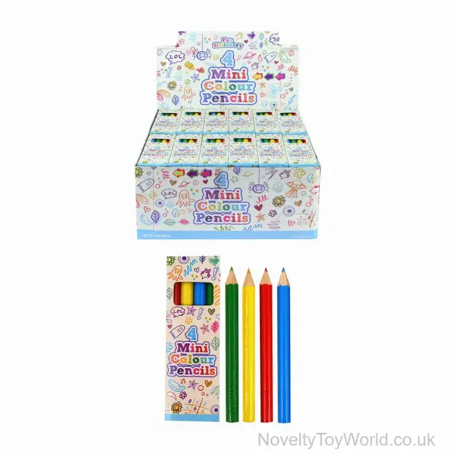 Mini Colouring Pencils - 4 Colours | Bulk Novelty Stationery