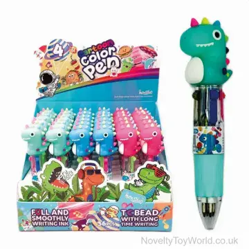 Mini Dinosaur 4 Colour Clicker Pen - Assorted