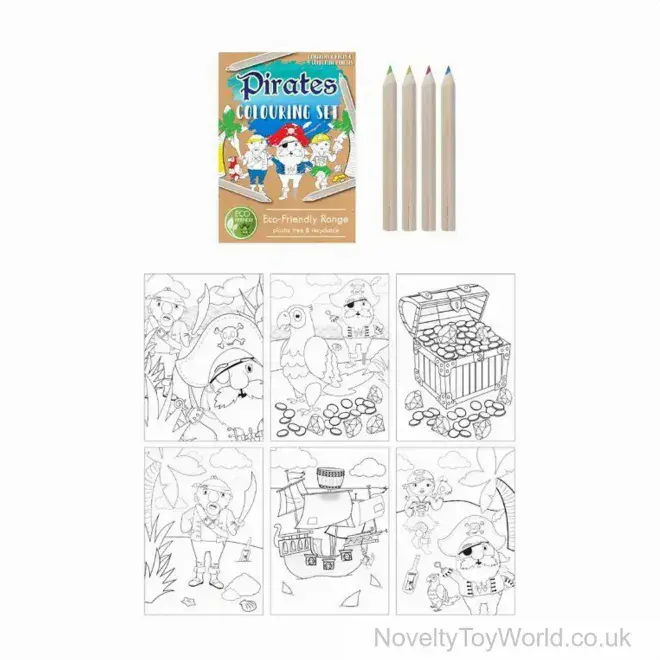 Mini Pirate Colouring Travel Set (14cm) | Bulk Travel Colouring Set