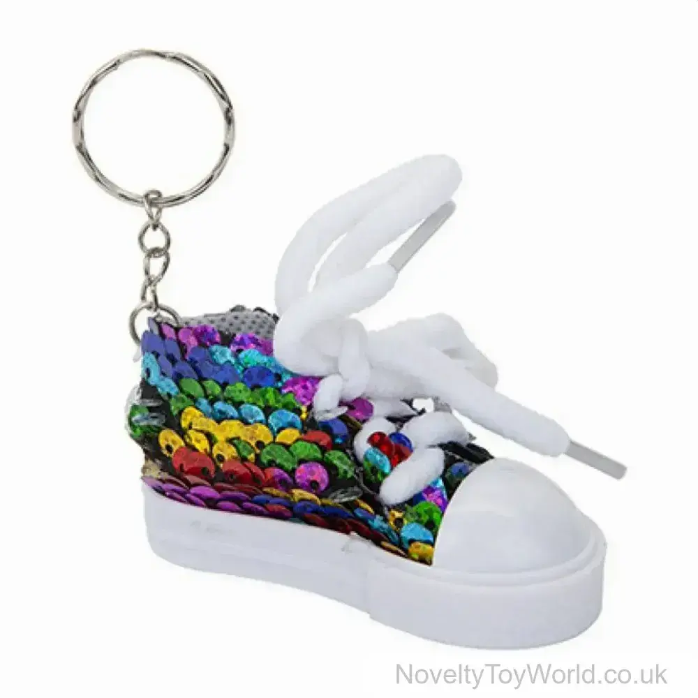 Mini Sequin Trainer Keyring | Wholesale Novelty Keyrings UK