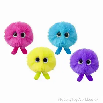 Mini Soft Plush Toy Fuzzy Ball with Googly Eyes - Assorted (8.5cm)