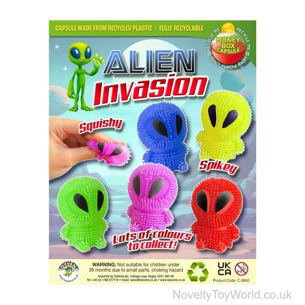 Mini Squishy Alien in 55mm Vending Capsule | Bulk Amusements Toys