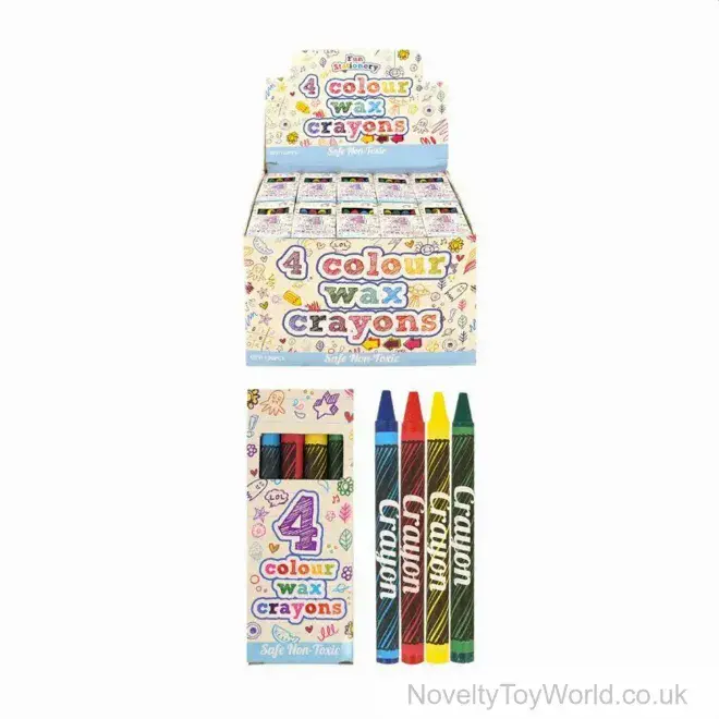 Bulk Buy Mini Wax Crayons - 4 Colour Pack | Wholesale Stationery For Kids