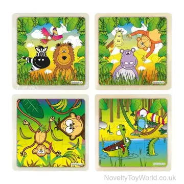 Mini Wooden Jungle Animal Jigsaw Puzzle - 4 Assorted (13cm)