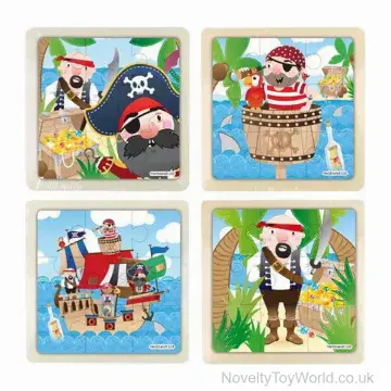 Mini Wooden Pirate Jigsaw Puzzle - 4 Assorted (11cm)