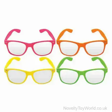 Neon Frame Clear Lens Party Glasses - Adult
