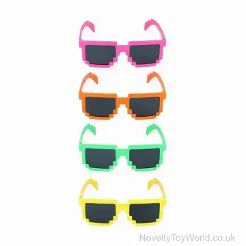 Neon Pixel Frame Party Sunglasses Assorted - Adult