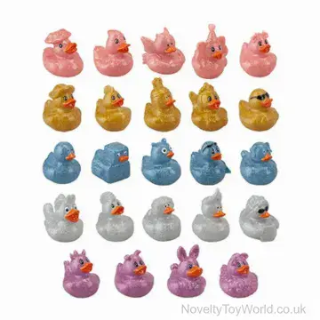 Novelty Character Glitter Rubber Ducks (5cm)