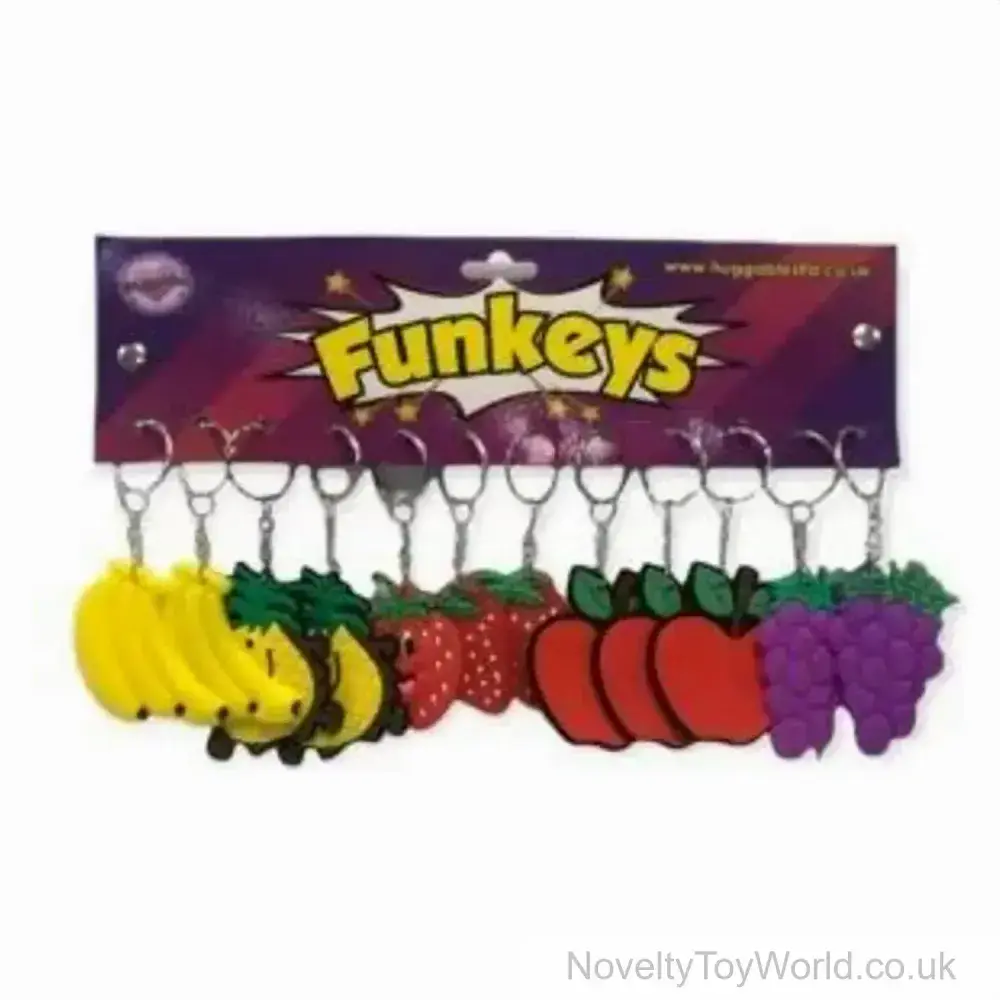 Novelty Fruit Funkeys PVC 2D Keyring - 6 Assorted | Bulk Buy Keychains