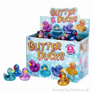 Novelty Glitter Rubber Ducks - 6 Colours (6cm)