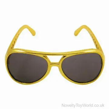 Novelty Gold Frame Rock Star Sunglasses - Adult