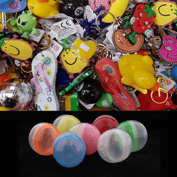 Novelty Keyrings 50 Piece Mix - 53mm Vending Capsule