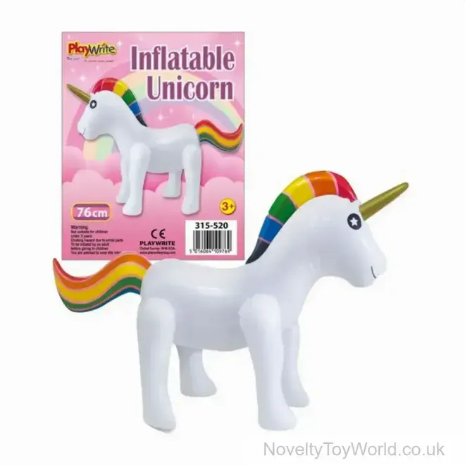 Bulk Buy Novelty Toy Inflatable White Unicorns (76cm) | Wholesale Novelty Toys UK