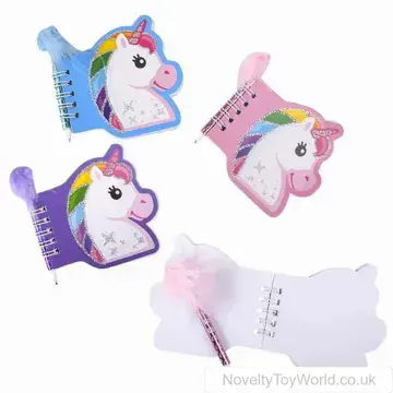 Novelty Unicorn Notebook with Feather Pen (9cm)