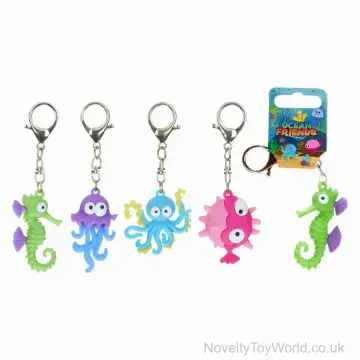 Ocean Friends Sea Creature Clip Keyrings - 4 Assorted