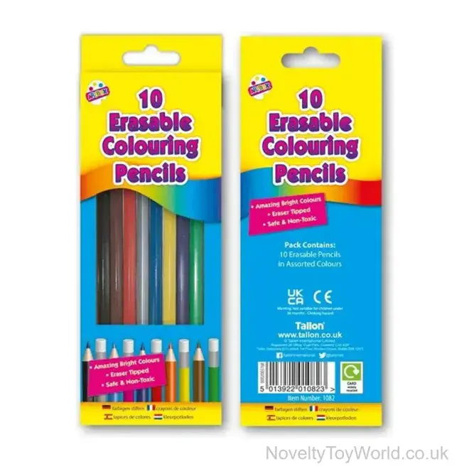 Pack of 10 Erasable Colouring Pencils | Wholesale Stationery Sets UK