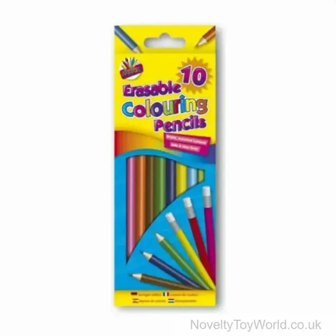 Pack of 10 Erasable Colouring Pencils | Wholesale Stationery Sets UK