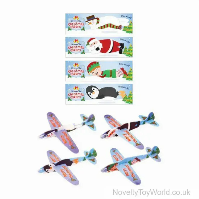 Pack of 12 Christmas Foam Gliders (17cm) | Bulk Buy Xmas Toys & Novelties UK