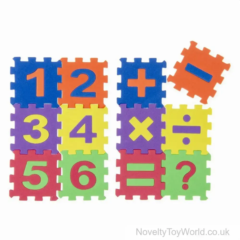 Pack of 12 Foam Tiles - Numbers & Maths Symbols | Bulk Buy Educational Toys