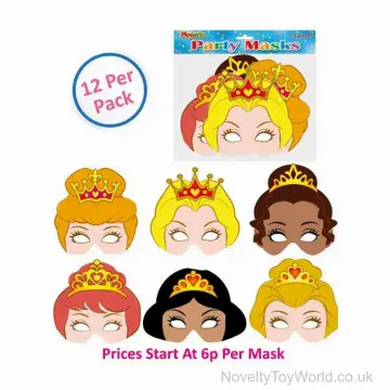 Pack Of 12 Princess Party Masks