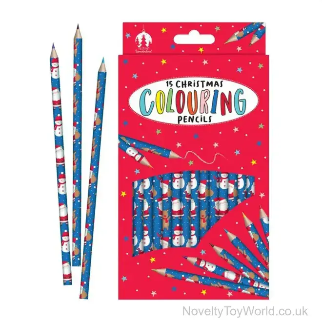 Pack of 15 Christmas Colouring Pencils in Box | Trade Price Xmas Gifts
