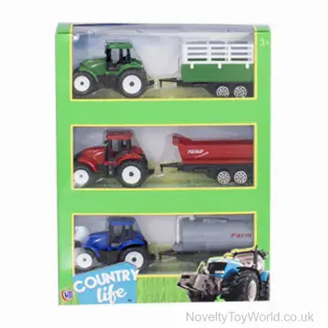 Pack of 3 Mini Tractor & Trailer Sets