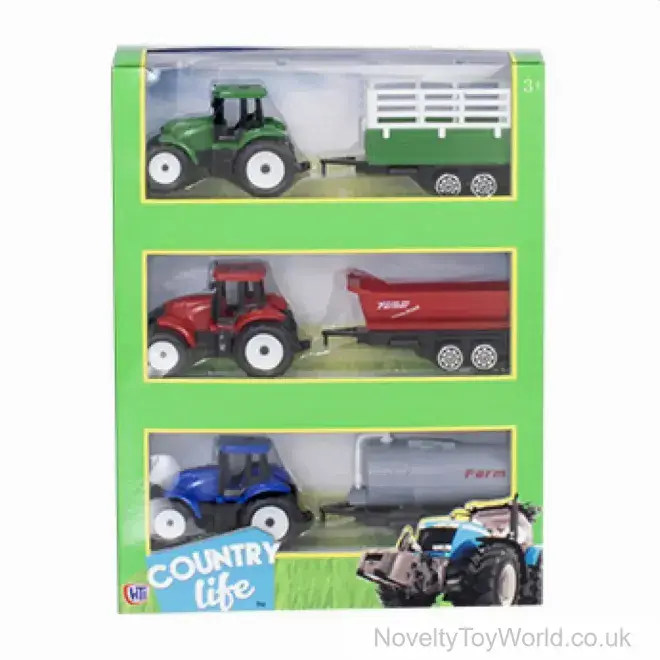 Pack of 3 Mini Tractor & Trailer Sets | Wholesale Toys UK