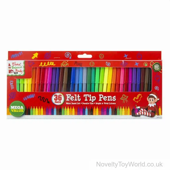 Pack of 36 Felt Tip Pens - Xmas Packaging | Wholesale Christmas Stocking Fillers UK