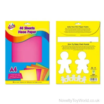 Pack Of 40 A4 Neon Colour Paper Sheets