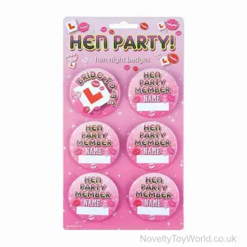 Pack of 6 Hen Party Badges With Name Space