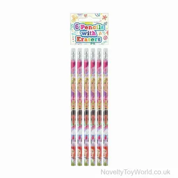 Pack of 6 Princess Pencils With Eraser Tips