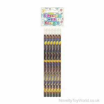 Pack of 6 Superhero Pencils With Eraser Tips