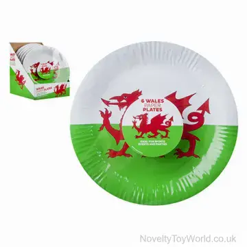 Pack of 6 Wales Flag Paper Plates (22.5cm)