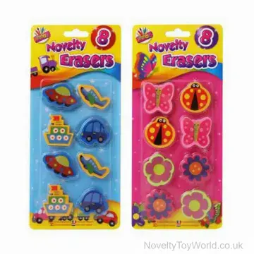 Pack of 8 Novelty Kids Erasers