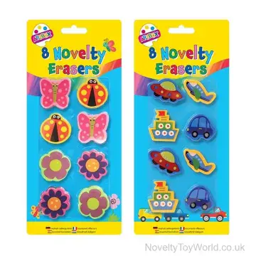 Pack of 8 Novelty Kids Erasers