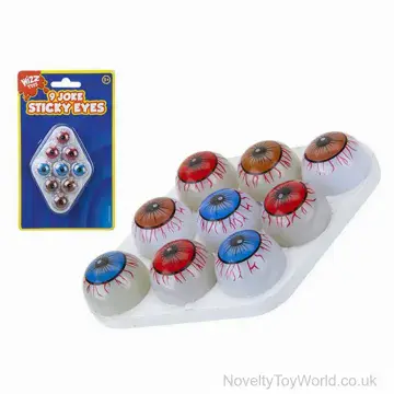 Pack of 9 Monster Eye Splat Ball - Sticky Joke Balls