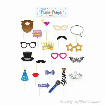 Party Fancy Dress & Photo Prop Assortment On Sticks - 20 Piece